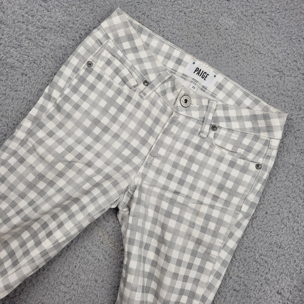Paige Verdugo‎ Ankle Gingham Plaid Skinny Jeans Size 25 Gray White Womens